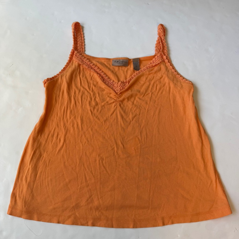 y2k i.e. relaxed Orange Coral Crochet Trim Cotton Cami Tank Top Plus Size 2X